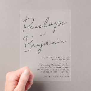 Moderne schwarze handschriftliche Hochzeit Alles i Acryleinladungen