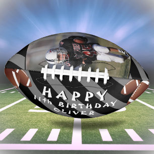 Moderne schwarze Happy Birthday Kinder Foto Football