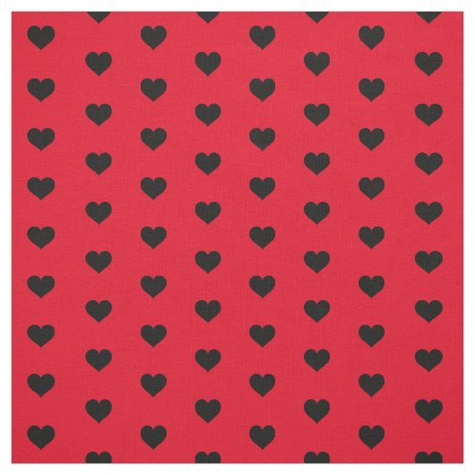 Moderne schwarze Herzen auf rotem Valentinmuster Stoff (Muster)