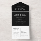 Moderne schwarze Hochzeit All In One Einladung (Innen Boden)