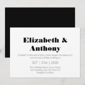 Moderne Schwarze Hochzeit Einladung (Vorne/Hinten)