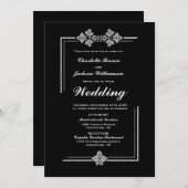Moderne Schwarze Hochzeit Einladung (Vorne/Hinten)