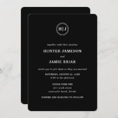 Moderne Schwarze Hochzeit Einladung (Vorne/Hinten)