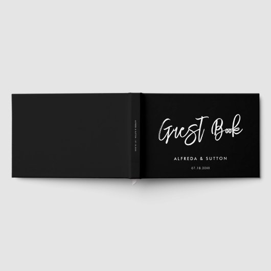 Moderne schwarze Hochzeit Gästebuch (Voll)