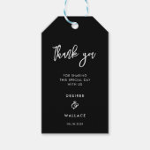 Moderne schwarze Hochzeit Geschenkanhänger (Vorderseite)