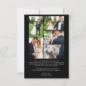 Moderne Schwarze Hochzeit im Foto Dankeskarte (Rückseite)