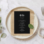 Moderne schwarze Hochzeit Menükarte<br><div class="desc">Eine kühne und trendige Typografie für Ihre Hochzeitsarbeit,  einfach aber elegant mit einem Schwarz-Weiß-Thema. Vollständig anpassbar: Sie können bei Bedarf die Farben des Schriftartes und des Hintergrunds ändern.</div>