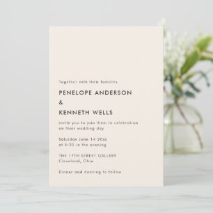 Moderne schwarze Hochzeit minimalistisch einfach  Einladung