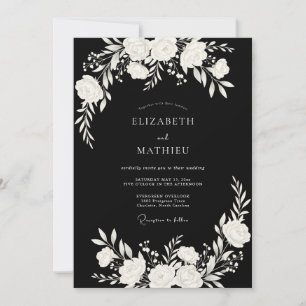 Moderne schwarze Hochzeit mit Wirkung Einladung