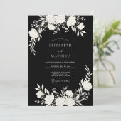Moderne schwarze Hochzeit mit Wirkung Einladung (Stehend Vorderseite)