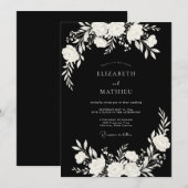 Moderne schwarze Hochzeit mit Wirkung Einladung (Vorne/Hinten)