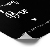 Moderne Schwarze Hochzeit Popcorn-Bar Poster (Ecke)