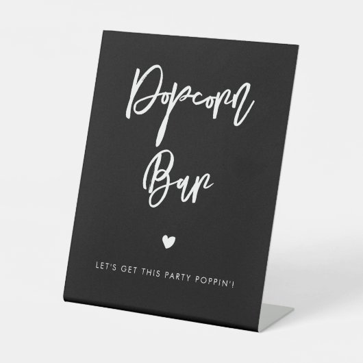 Moderne Schwarze Hochzeit Popcorn Bar Sockelschild (Vorderseite)