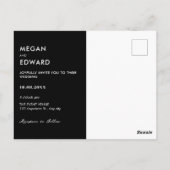 Moderne Schwarze Hochzeit Postkarte (Rückseite)
