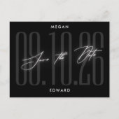 Moderne Schwarze Hochzeit Postkarte (Vorderseite)