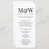 Moderne Schwarze Hochzeit Programm (Vorne/Hinten)