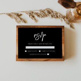 Moderne schwarze Hochzeit RSVP Karte