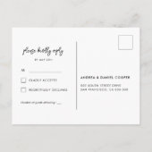 Moderne schwarze Hochzeit RSVP Postcard Postkarte (Rückseite)