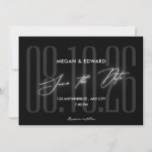 Moderne Schwarze Hochzeit Save The Date (Vorderseite)