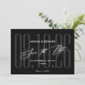 Moderne Schwarze Hochzeit Save The Date (Stehend Vorderseite)