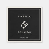 Moderne schwarze Hochzeit Serviette (Vorderseite)