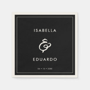 Moderne schwarze Hochzeit Serviette