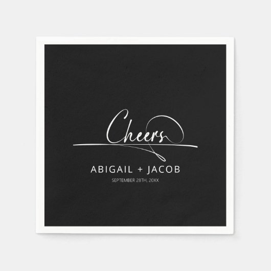 Moderne Schwarze Hochzeit Serviette (Vorderseite)