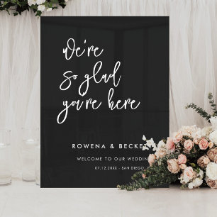 Moderne schwarze Hochzeit So froh, dass Sie hier s Acrylschild