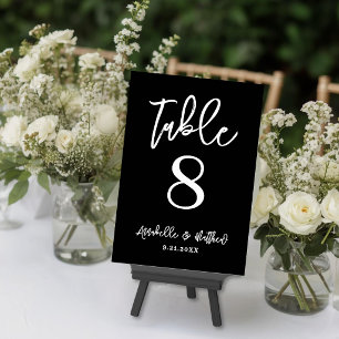 Moderne Schwarze Hochzeit Tischnummer