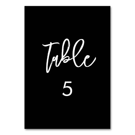 Moderne Schwarze Hochzeit-Tischnummer Tischnummer (Vorderseite)