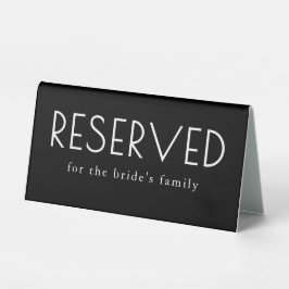 Moderne Schwarze Hochzeit vorbehalten Tischaufsteller