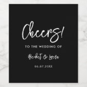 Moderne schwarze Hochzeit Weinetikett (Einzelnes Label)