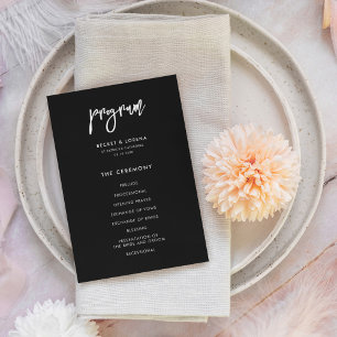Moderne, schwarze Hochzeit zweiseitig Programm