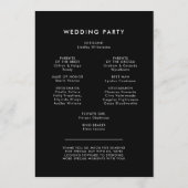 Moderne, schwarze Hochzeit zweiseitig Programm (Rückseite)