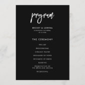 Moderne, schwarze Hochzeit zweiseitig Programm (Vorderseite)