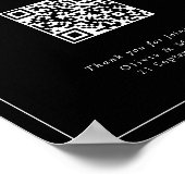 Moderne schwarze Hochzeits-QR-Code-Sitzordnung Pos Poster (Ecke)