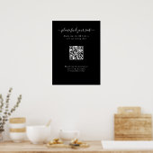 Moderne schwarze Hochzeits-QR-Code-Sitzplan-Poster Poster (Küche)