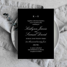 Moderne Schwarze Hochzeitskarte