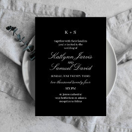 Moderne Schwarze Hochzeitskarte Einladung