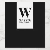 Moderne schwarze Hochzeitsmonogramm | Minimalistis Weinetikett (Einzelnes Label)