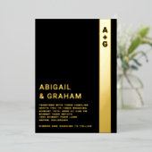 Moderne Schwarze Hochzeitsnadel Folieneinladung (Stehend vorne)