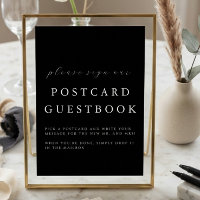 Moderne Schwarze Hochzeitspostkarten-Gästebuch-Bes