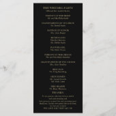 Moderne schwarze Hochzeitsprogrammkarte mit Goldsc Programm (Rückseite)
