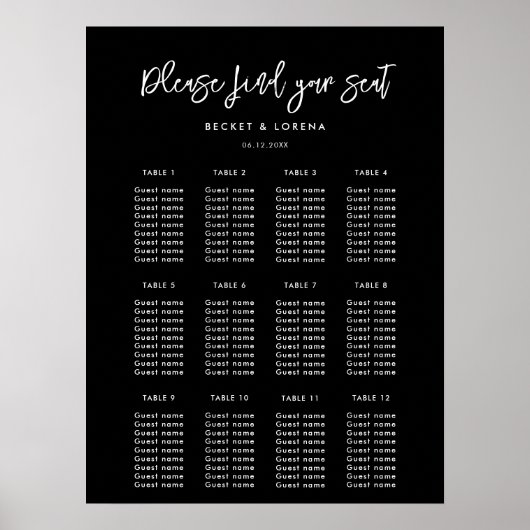 Moderne, schwarze Hochzeitstorte Poster (Vorne)