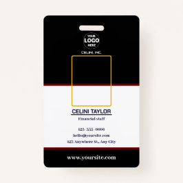 Moderne schwarze ID-Karte mit Foto und Logo Ausweis