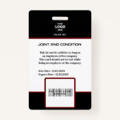 Moderne schwarze ID-Karte mit Foto und Logo Ausweis (Rückseite)