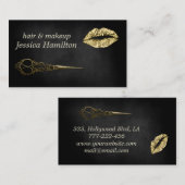 Moderne schwarze Imitate Goldlips-Schere Visitenkarte (Vorne/Hinten)