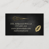 Moderne schwarze Imitate Goldlips-Schere Visitenkarte (Rückseite)