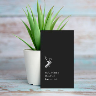 Moderne Schwarze Imitate Silberschere Comb HairSty Visitenkarte