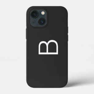 Moderne schwarze Initialbuchstaben-Monogramm iPhone 13 Mini Hülle